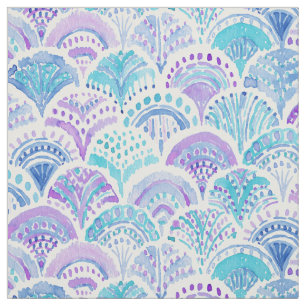 Tecido MERMAID DAYDREAMS Watercolor Boho Beach Fish cale