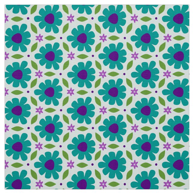 Tecido MERMAID - Flores Botânicas De Teal Cute em Floral (Modelo)