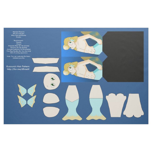 Tecido Merman Kuzoura DIY Wine Bolsa e Plushie Combo (Jarda)