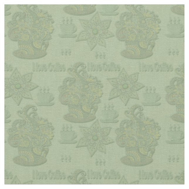 Tecido Meu design monocromático 'Eu adoro café' (Detalhe)