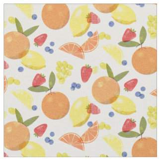 Tecido Mid Mod Grungy Risograph Farmers Market Fruit