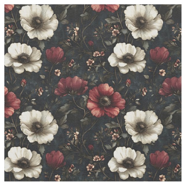 Tecido Midnight Bloom - Dark Moody Floral (Detalhe)