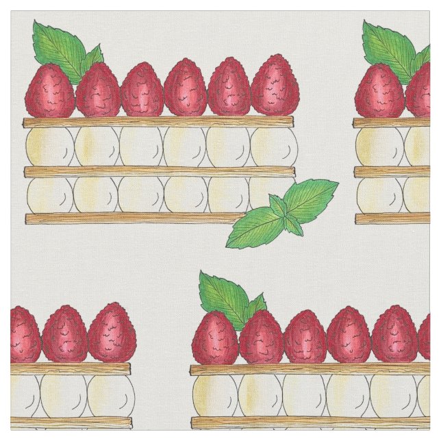 Tecido Mille Feuille Comida francesa Puff Framboesas de p (Detalhe)