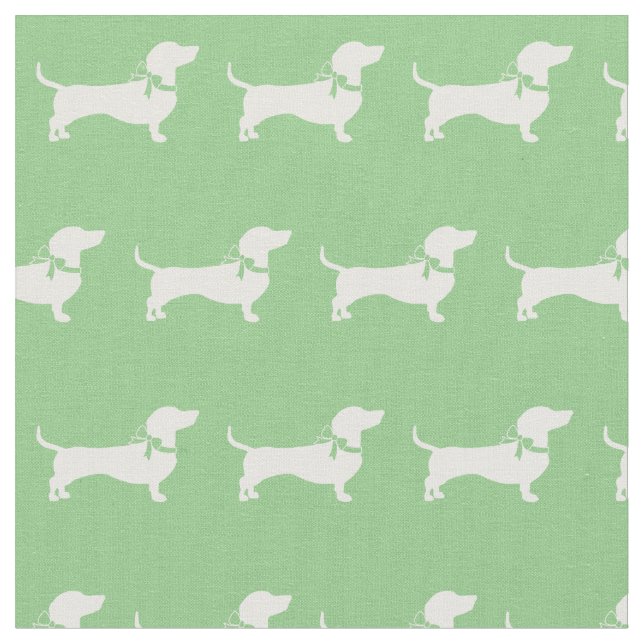 Tecido Miniatura Dachshund Weiner Cão Verde (Detalhe)