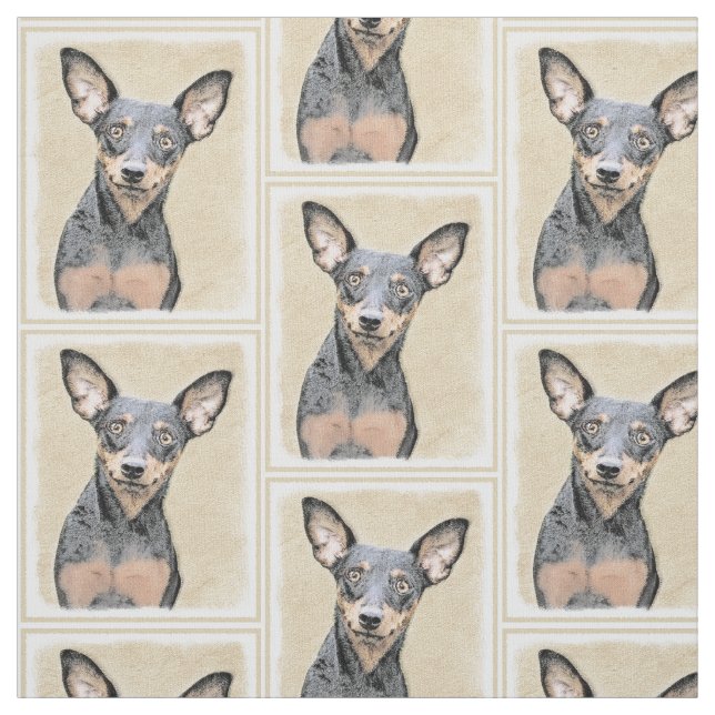 Tecido Miniatura Pinscher Pintando Bela Arte Original de  (Modelo)