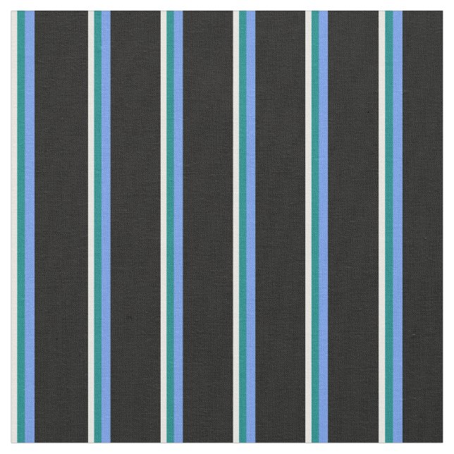 Tecido Mint Cream, Teal, Cornflower Blue e Black (Detalhe)