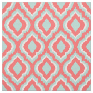 Tecido Mint e Coral Ikat marroquino