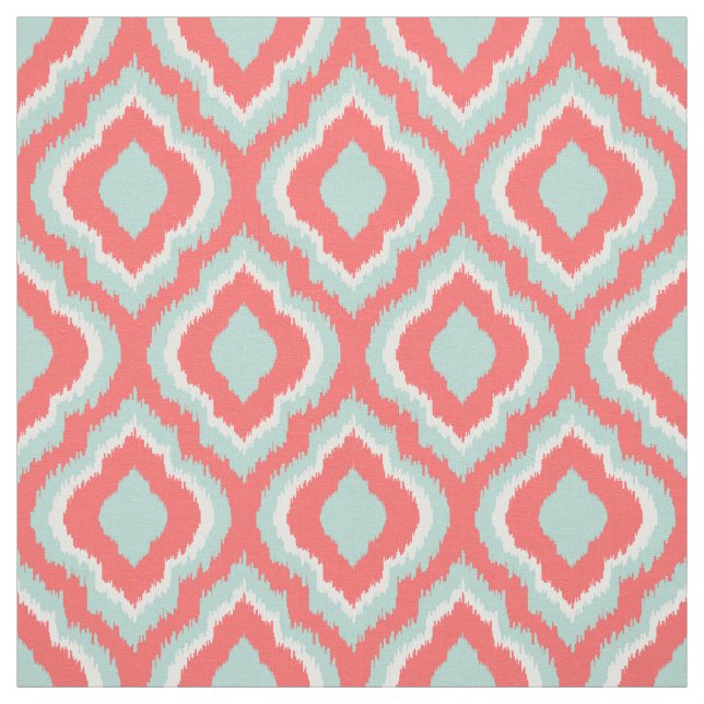 Tecido Mint e Coral Ikat marroquino (Modelo)