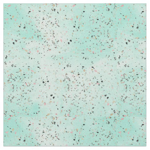 Tecido Mint e dourado marble terrazzo design Confetti