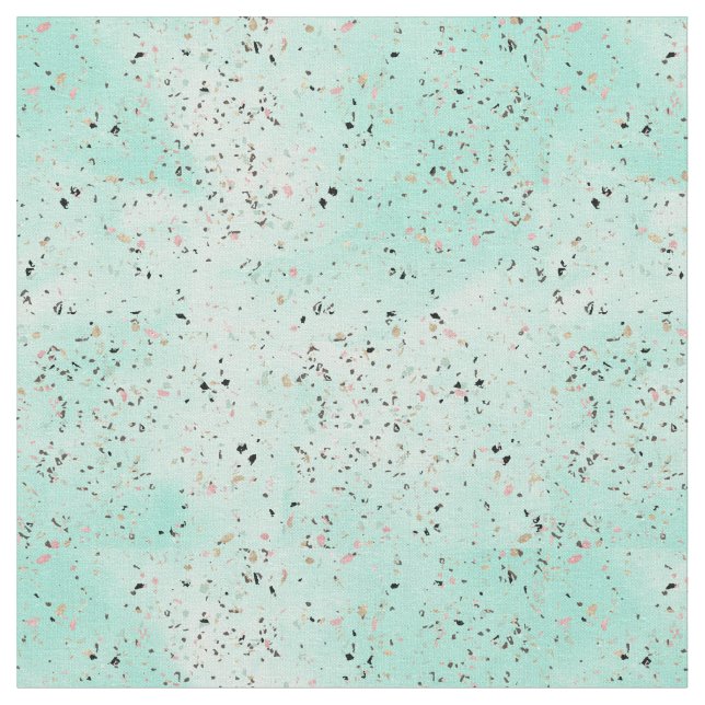 Tecido Mint e dourado marble terrazzo design Confetti (Detalhe)