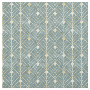 Tecido Mint Green,ouro,Art Deco, padrão,vintage,retro,Me