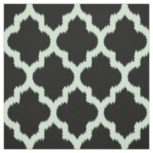 Tecido Mint Quatrefoil Ikat Com Fundo Preto Personalizado