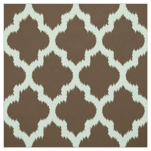 Tecido Mint Quatrefoil Ikat Fundo Castanho Personalizado