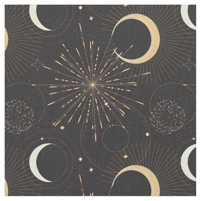 Tecido Místico celestial esotérico lua e sol  (Detalhe)