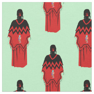 Tecido MMIW Kwe Red Hand Patterno Leve Verde