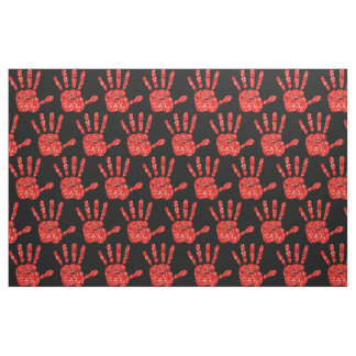 Tecido MMIW Red Hand Jeweled Patterno Black