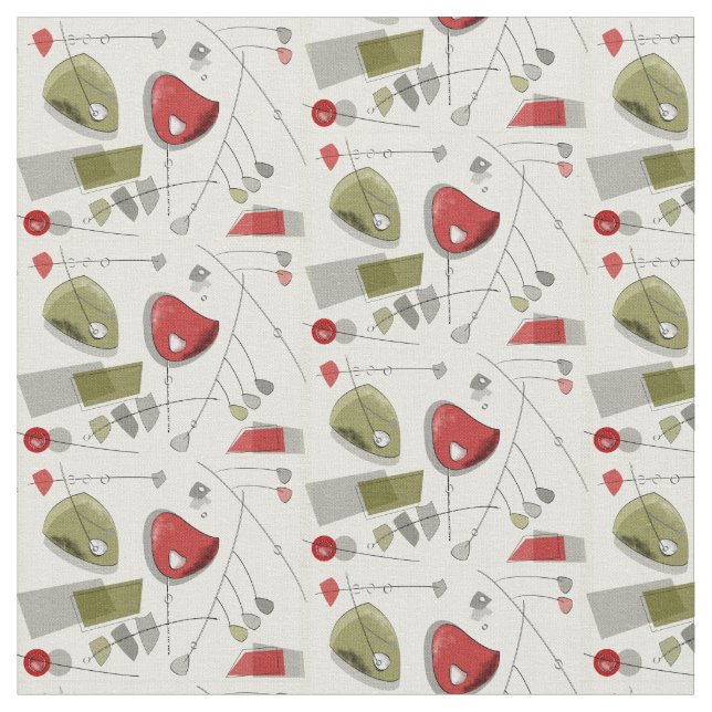 Tecido Móbeis cinéticos atômicos do meio século (Detalhe)