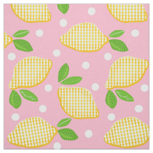 Tecido Mod Lemon Gingham Polka-Dots