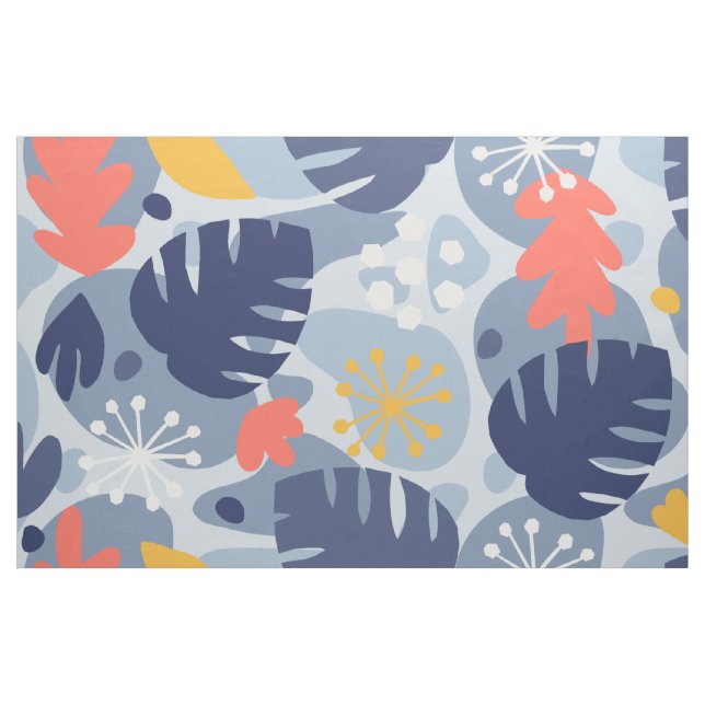 Tecido Mod Monstera Leaf Abstrato havaiano Tropical - Azu (Fat Quarter)