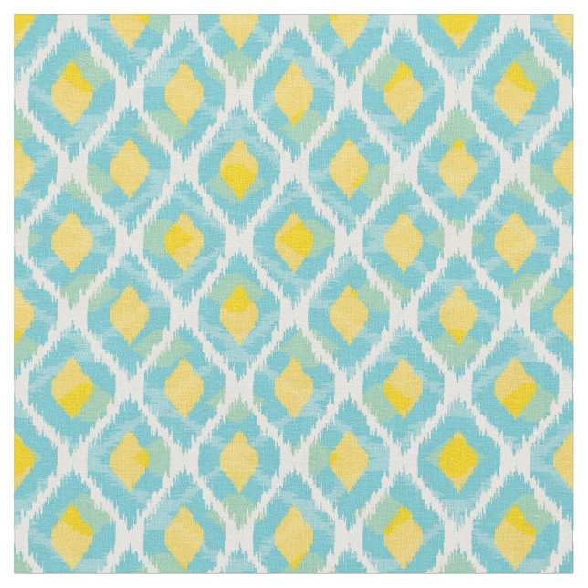 Tecido Moda amarela azul-ikat tribal moderna (Detalhe)