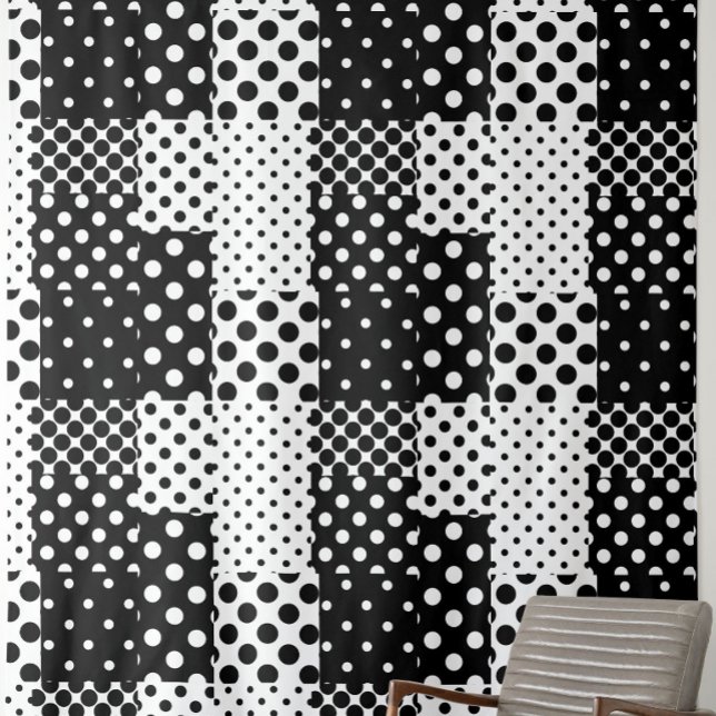 Tecido Moda Preto e Branco Pontos Estilo Design  (Criador carregado)