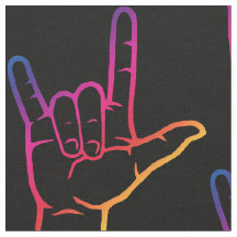 Tecido modelado do ASL do arco-íris eu te amo