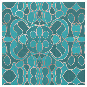 Tecido Modern Artsy Ocean Blue Rosa Geométrico