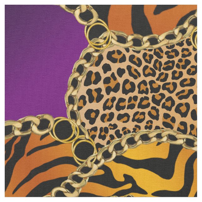 Tecido Modern Baroque Animal Print With Chains (Detalhe)