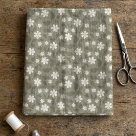 Tecido Modern Farmhouse Daisy Tons de Oliva Suaves e Terr