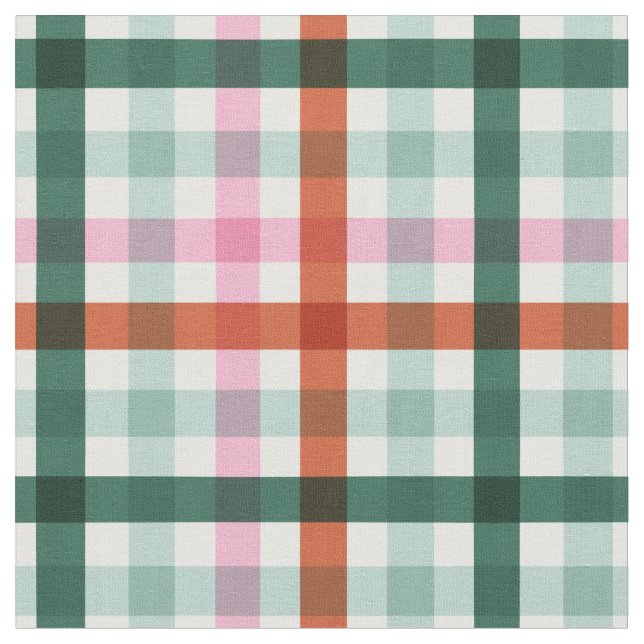 Tecido Modern Gingham Natal Verde e Vermelho (Detalhe)