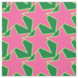 Tecido Modern Star Geometric - Melancia rosa e verde