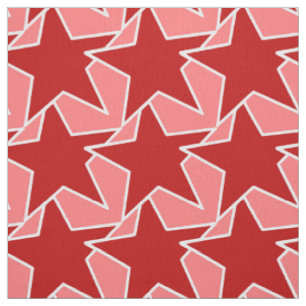Tecido Modern Star Geométrico - vermelho-coral e rosa