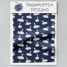 Tecido Modern Stylish Blue Swan Pattern 