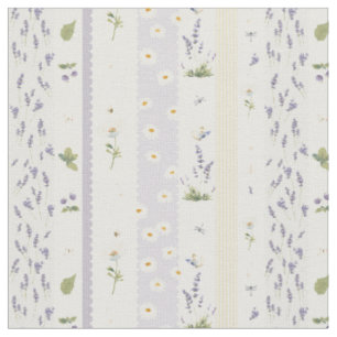 Tecido Moderno cottagecore - borda vertical Bee Lavender