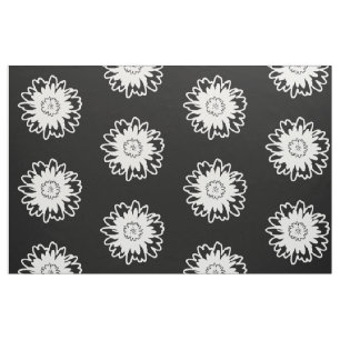 Tecido moderno preto e branco da flor