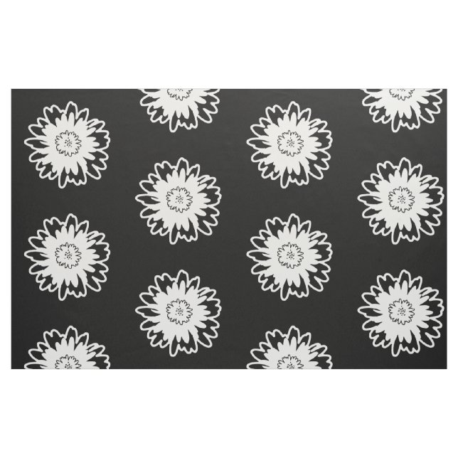 Tecido moderno preto e branco da flor (Fat Quarter)