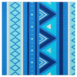 Tecido Moderno Sudoeste Geométrico, Azul e Turquesa