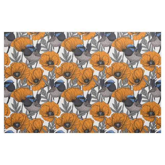 Tecido Moinhos de fada e flores de papoila laranja 2 (Fat Quarter)