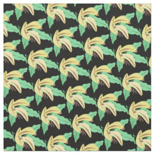 Tecido Molos de Banana Retro Tropical Amarelo Preto