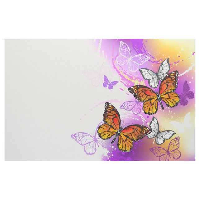 Tecido Monarch Butterflies on Purple Background (Jarda)