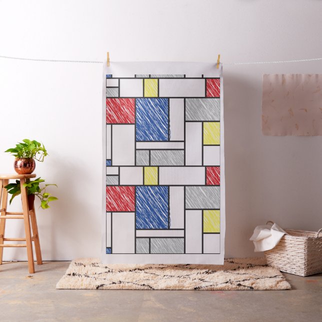 Tecido Mondrian Rabiscos Minimalista Arte Moderna De Stij (In Situ)