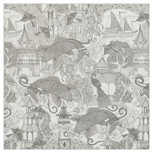 Tecido mono toile do chinoiserie