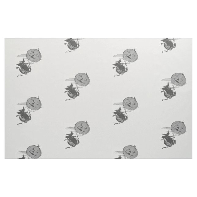 Tecido Monocromo Jack O' Lanterna Pumpkin Air Balloon (Fat Quarter)