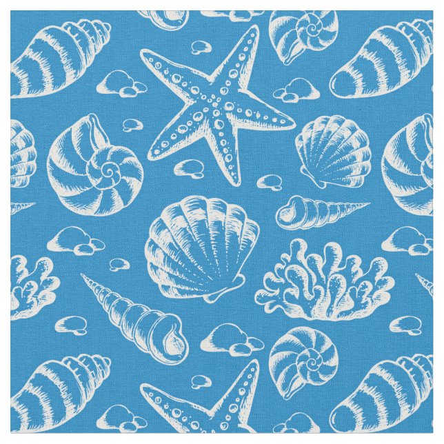 Tecido Monograma azul 2 do teste padrão | da praia (Detalhe)