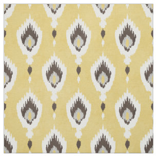 Tecido Monograma de padrão tribal de ikat amarelo boho