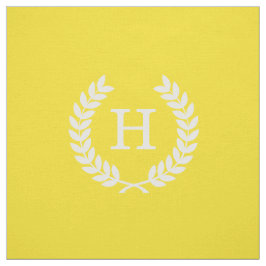 Tecido Monograma inicial de Laurel Wreath White Wheat