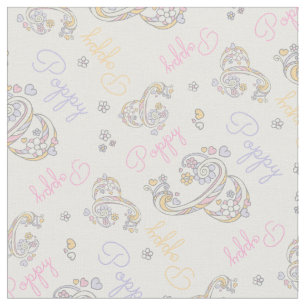 Tecido Monogrammed do nome e da letra P da papoila