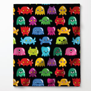 Tecido Monstros de Video Game Padrão Geeks Nerds Gamers