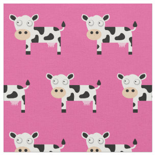 Tecido Moo-Bonito Vaca Criança Bebê Fazenda Rosa