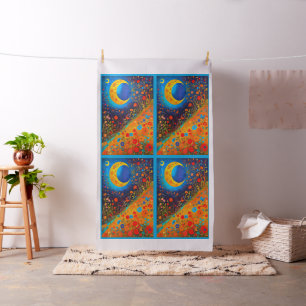 Tecido Moon Flowers Painel de Inclinação de Arte Moderna